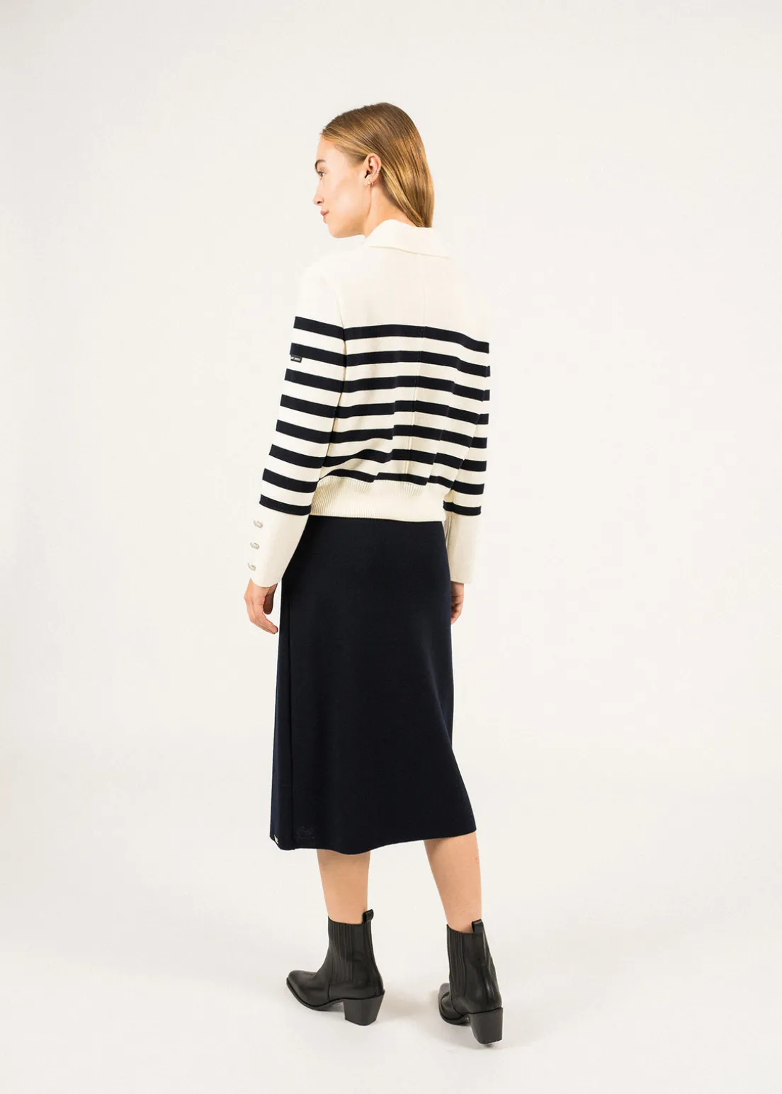 Gilet rayé en laine Rollet