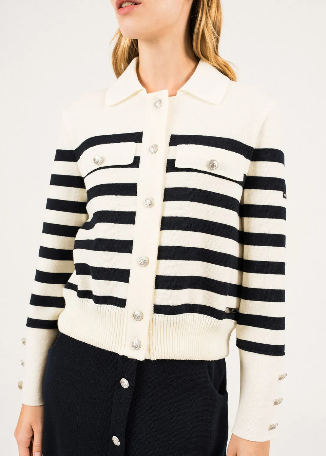 Gilet rayé en laine Rollet